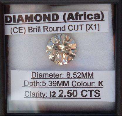 **GORGEOUS - HUGE** [2.50ct] NATURAL [K / I2] ROUND CUT DIAMOND - R1 NO RESERVE**
