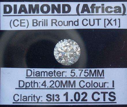 **HUGE** STUNNING [1.02ct] CLEAN [I / SI3] ROUND CUT DIAMOND - R1 NO RESERVE**
