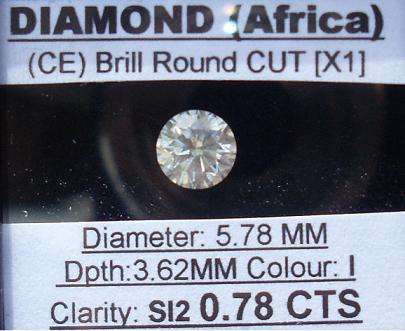 **SPARKLY** STUNNING [0.78ct] CLEAN [I / SI2] ROUND CUT DIAMOND - R1 NO RESERVE**