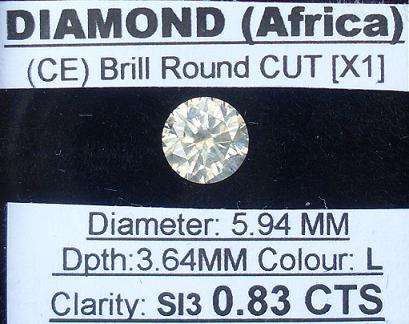 **HIGH QUALITY** SPARKLY [0.83CT] CLEAN [SI3] ROUND CUT DIAMOND - R1 NO RESERVE**