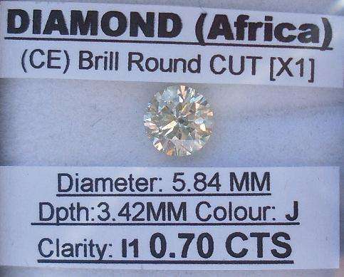 **HIGH QUALITY** NATURAL [0.70CT] SPARKLY [ J / I1]  ROUND CUT DIAMOND - R1 NO RESERVE**