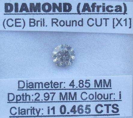**HIGH QUALITY** [0.465ct] SPARKLY [ I / I1 ] ROUND CUT DIAMOND - R1 NO RESERVE**