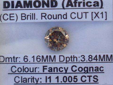 **HIGH QUALITY** [1.005ct] STUNNING [I1] ROUND CUT COGNAC DIAMOND - R1 NO RESERVE**