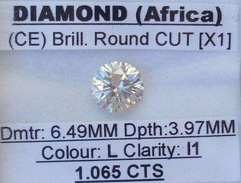 **HUGE** [1.065ct] STUNNING ROUND CUT DIAMOND [BUY SAFE]- R1 NO RESERVE**
