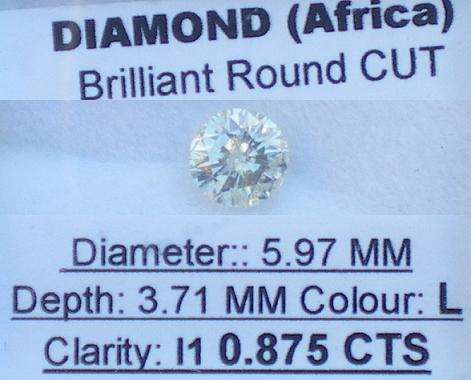 **NATURAL** [0.875ct] STUNNING ROUND CUT DIAMOND [BUY SAFE]- R1 NO RESERVE**