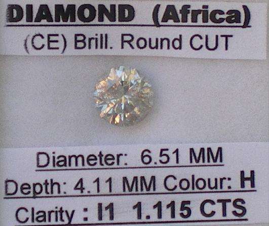 **SUPER** HUGE [1.115ct] ROUND CUT DIAMOND [BUY SAFE]- R1 NO RESERVE**
