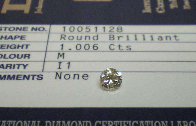 **GORGEOUS DIA CERTIFIED** [1.006ct] ROUND CUT DIAMOND - BUY SAFE