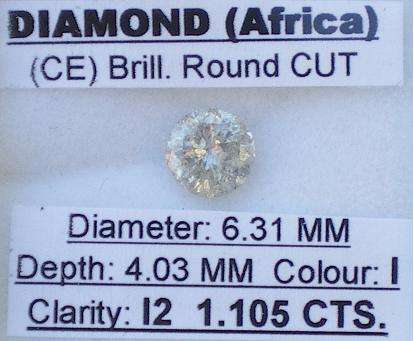 **SUPER** HUGE [1.105ct] ROUND CUT DIAMOND [BUY SAFE]- R1 NO RESERVE**