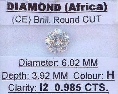 **BARGAIN QUALITY** HUGE [0.985ct] ROUND CUT DIAMOND [BUY SAFE]- R1 NO RESERVE**
