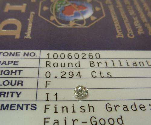 **DIA CERTIFIED** COLOURLESS [0.294ct] NATURAL [ F / I1 ] ROUND CUT DIAMOND [BUY SAFE]