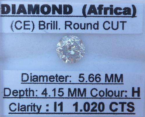 **BARGAIN QUALITY** HUGE [1.020ct] ROUND CUT DIAMOND [BUY SAFE]- R1 NO RESERVE**