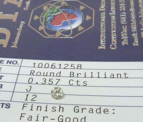 ** DIA CERTIFIED** STUNNING  [0.357ct] NATURAL [ J / I2 ] ROUND CUT DIAMOND [BUY SAFE]