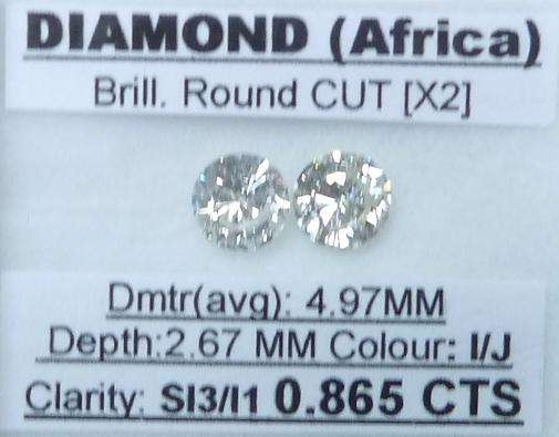 **NICE EARRING PAIR** [0.865ct] ROUND CUT DIAMONDS -  [BUY SAFE]