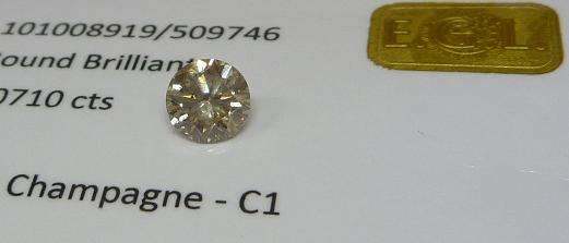 **RARE EGL CERTIFIED** [1.0710ct] CHAMPAGNE [C1] ROUND CUT DIAMOND - BUY SAFE