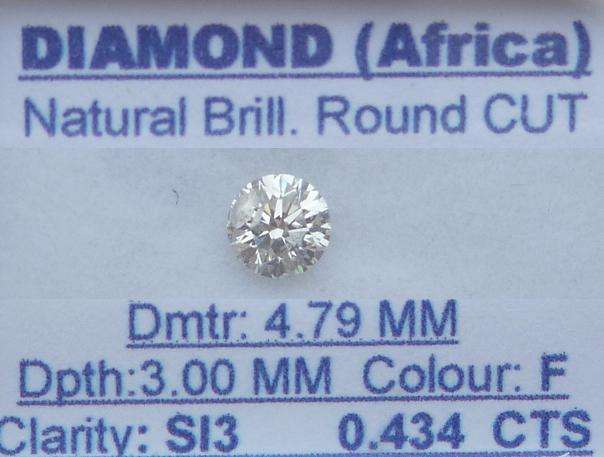 **HIGH QUALITY** NATURAL  [0.434ct] ROUND CUT [F / SI3] DIAMOND -  [BUY SAFE]