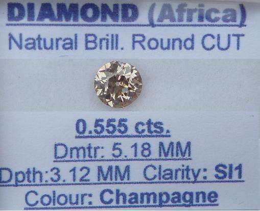 **HIGH QUALITY** NATURAL  [0.555ct] ROUND CUT [ SI1 ] DIAMOND -  [BUY SAFE]