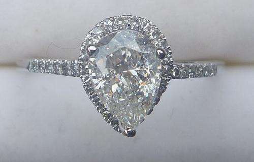 **MAGNIFICENT [R45632]** HIGH QUALITY [1.21ct] PEAR DIAMOND RING [1.823g] WHITE GOLD - BUY SAFE