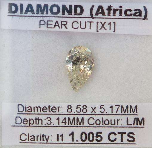 **STUNNING** [1.005ct] NATURAL PEAR CUT DIAMOND @ R1 NO RESERVE - BUY SAFE