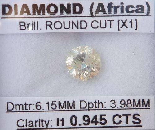 **Nearly 1CT!!** [0.945ct] NATURAL ROUND CUT DIAMOND @ R1 NO RESERVE - BUY SAFE