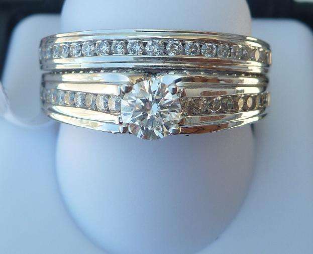 **BRIDAL SET [R45463]** WOW [1.050ct] DIAMOND RING [7.015g] SOLID WHITE GOLD - BUY SAFE