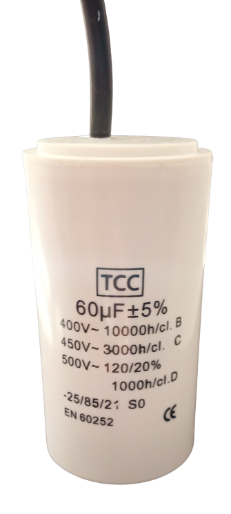 Motor Run Capacitor 60uF/450V with cable