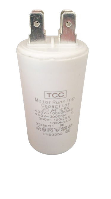 Motor Run Capacitor 20uF/450V with pins (35x65mm)