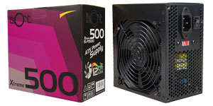 iSONIC XTREME 500W MAX ATX12V V2.3 PSU, W/4 SATA, PCI-E 6-PIN, BLACK, 12CM FAN, W/O POWER CORD