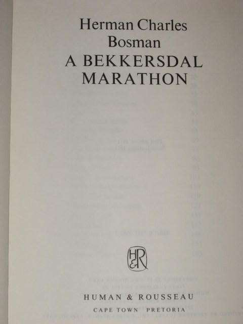 A BEKKERSDAL MARATHON BY HERMAN CHARLES BOSMAN