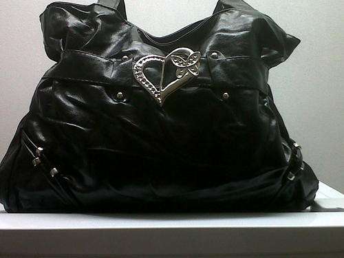 "CLEARANCE" BISCAST LEATHER HANDBAGS IN  BLACK - MINIMUM 2 PER BUYER