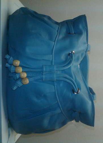 BISCAST LEATHER HAND BAG IN BLUE