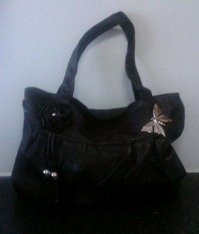 BISCAST LEATHER HANDBAGS IN DARK BROWN