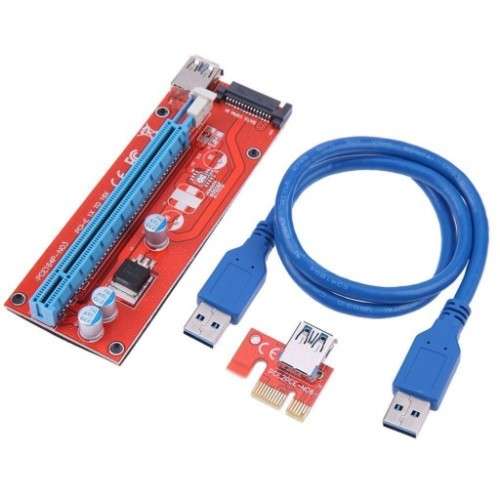 PCI-E x1 to x16 Extender Riser Card Adapter With USB 3.0 Cable - SATA Powered