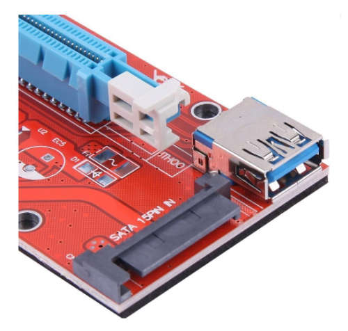PCI-E x1 to x16 Extender Riser Card Adapter With USB 3.0 Cable - SATA Powered