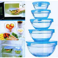 Heat Resistant  - 5  Pieces Glass bowl set