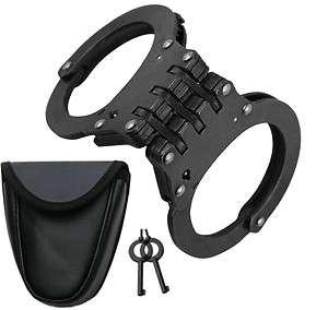 Black Hinged Steel Handcuffs w/ Case