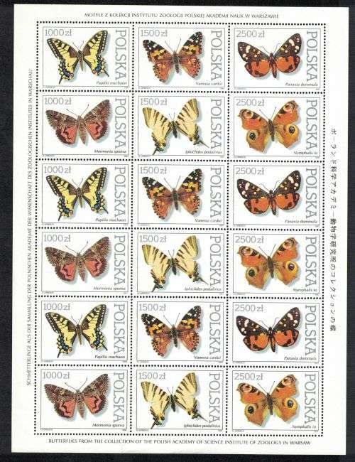 Poland (Polska) - Butterflies mint sheet