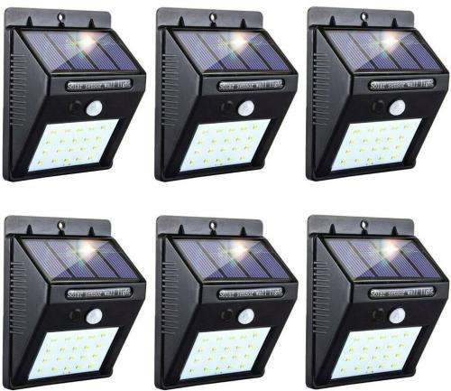 Pack Of 6 Solar Power 20 LED Wall Light Outdoor PIR Motion Sensor Garden Security Lamp