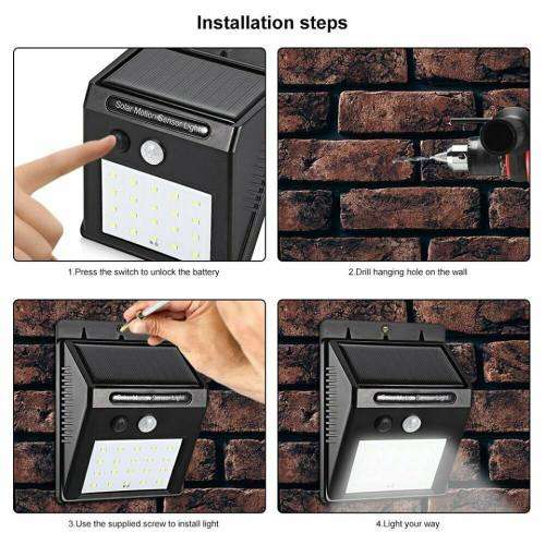 Pack Of 6 Solar Power 20 LED Wall Light Outdoor PIR Motion Sensor Garden Security Lamp
