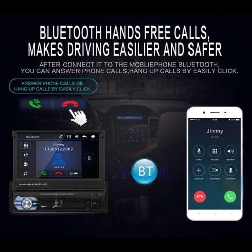 Single 1 Din 7" HD GPS Flip Bluetooth Car Stereo Radio MP5 Player Touch USB Autoradio + Map + Cam