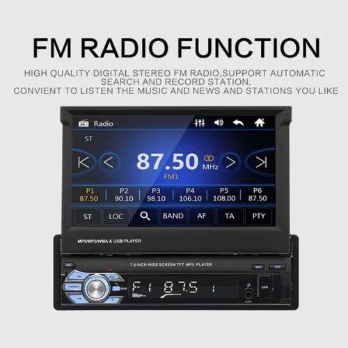 Single 1 Din 7" HD GPS Flip Bluetooth Car Stereo Radio MP5 Player Touch USB Autoradio + Map + Cam