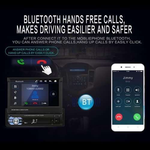 Single 1 Din 7" HD GPS Flip Bluetooth Car Stereo Radio MP5 Player Touch USB Auto-radio + Map + Cam