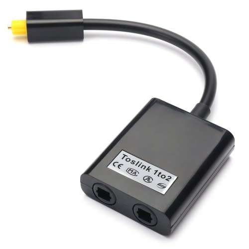 Digital Optical Audio Splitter Adapter Fiber Optic Audio Cable 1 IN 2 Out