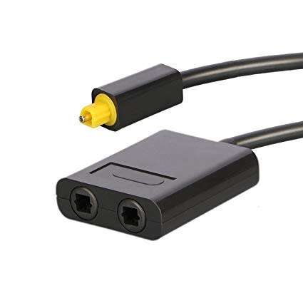 Digital Optical Audio Splitter Adapter Fiber Optic Audio Cable 1 IN 2 Out