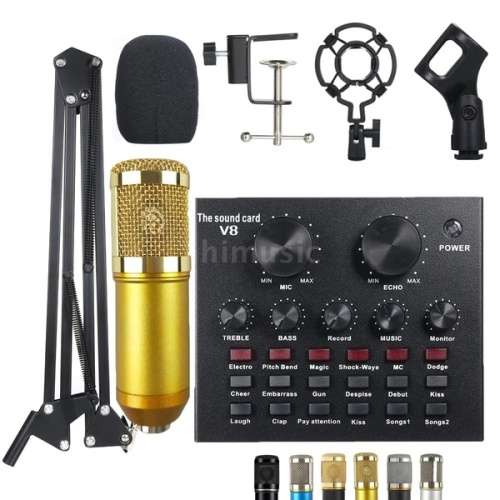 M800 Condenser Microphone Kit With Live V8 Sound Card Pro Audio Studio Recording & Broadcasting