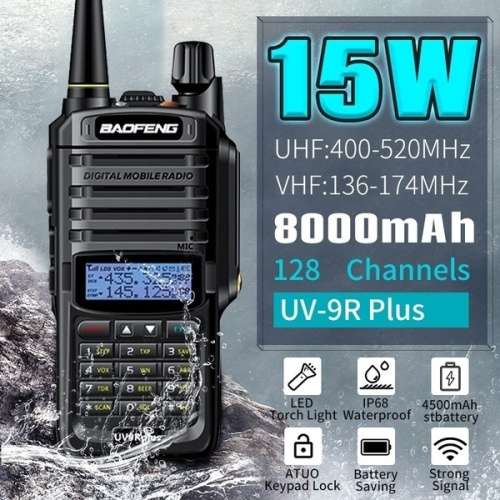 15W Updated Version BAOFENG UV-9R Plus Walkie Talkie VHF UHF Dual Band Handheld Two Way Radio