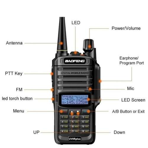 15W Updated Version BAOFENG UV-9R Plus Walkie Talkie VHF UHF Dual Band Handheld Two Way Radio