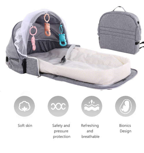 3Pcs Portable Bed Foldable Baby Bed Travel