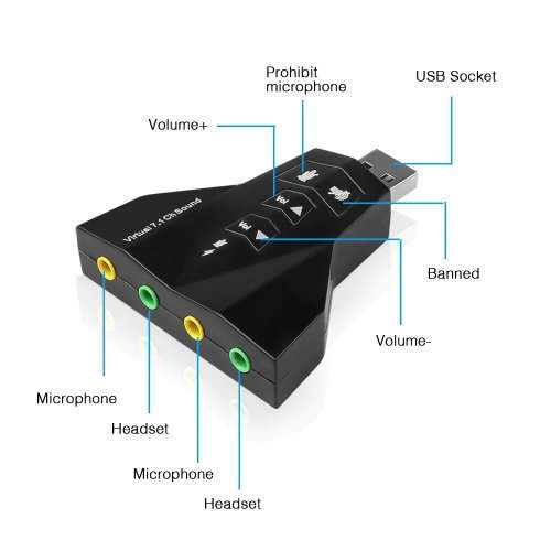 External USB Sound Card Adapter Virtual 7.1Channel Interface