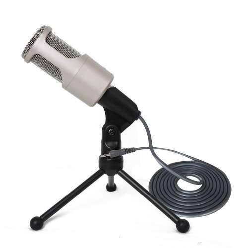 3.5mm Wired Condenser Microphone Stereo Desktop With Stand