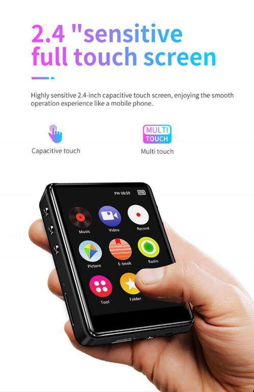 2.4" Full Touch Screen Mp3/Mp4 Bluetooth Player with  FM Radio, Video Recording and Playback Support